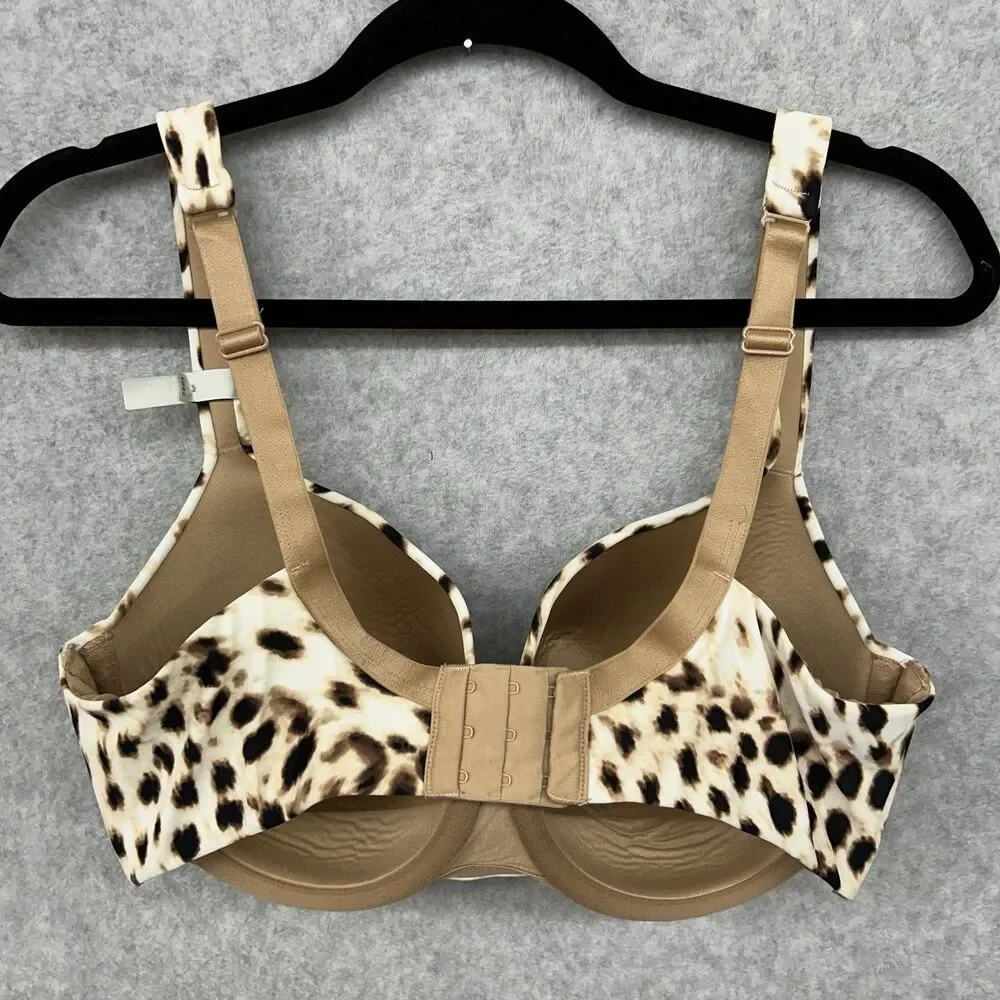 Ambrielle 38DD Bra Lightly Lined Balconette Animal Print Underwire Back Closure
